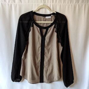 New York & Company Black and Gray Blouse